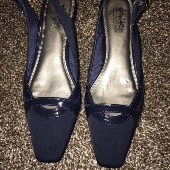 navy slingbacks